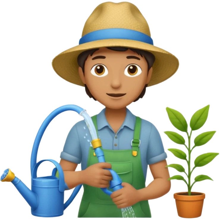 gardener watering with a hose emoji