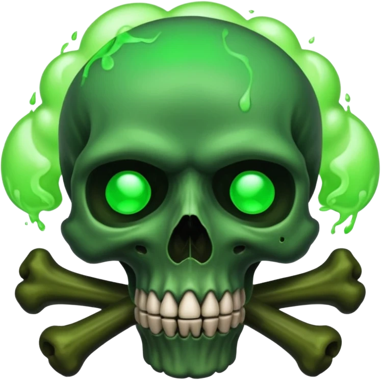 a poisonous cloud of gas, dark swamp color, with an image of a skull and two crossed bones behind the skull emoji
