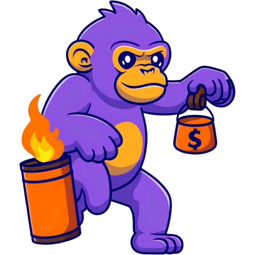 Purple Ape throwing burning oil barrel  emoji