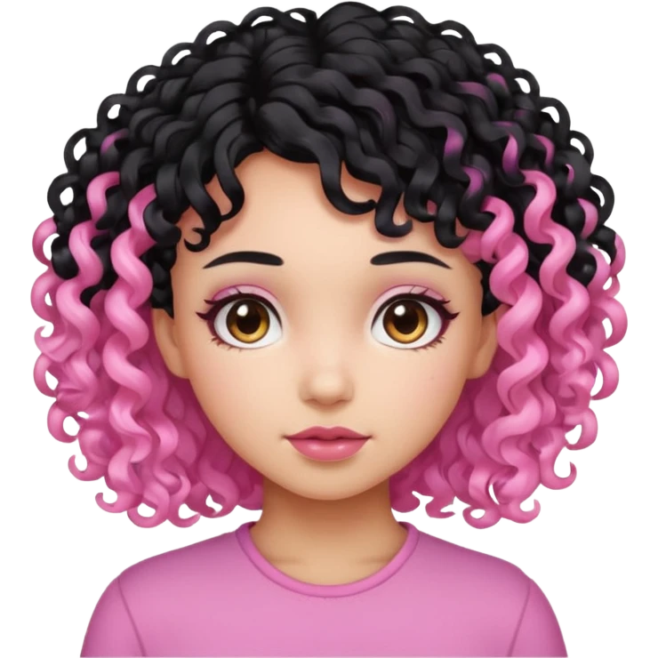 Zumbi menina de cabelo cacheado baixo preto e rosa emoji