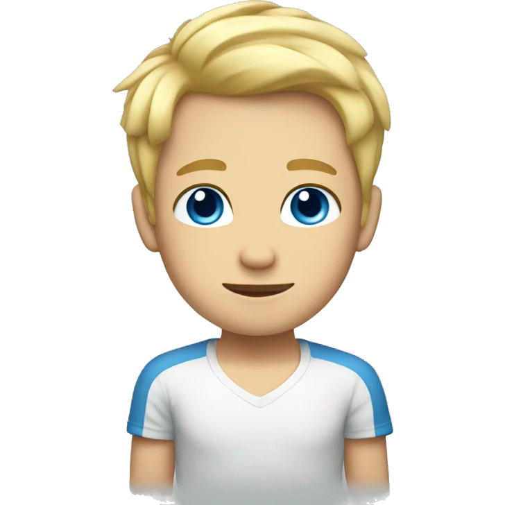A boy whit drty blonde hair and blue eyes emoji