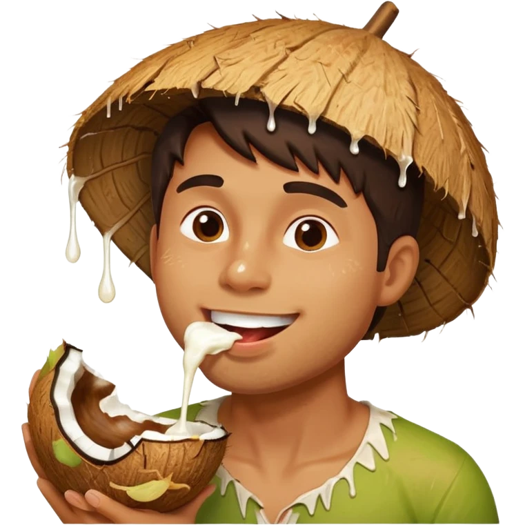 Handsome man licking a dripping coconut  emoji