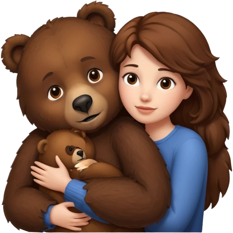 Woman loving a big  bear emoji