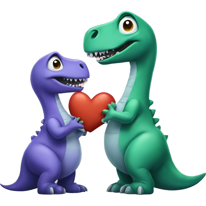 Two Dinosaurs kissing emoji