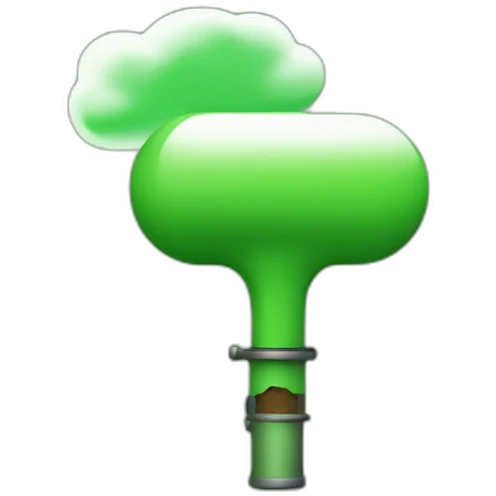 a green pipe with a thought bubble emoji