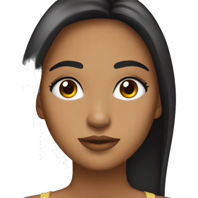 Chica latina bllo negro lacio largo y ojos negros emoji