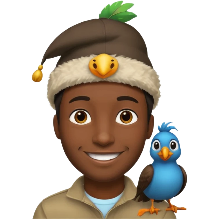 black man with a bird hat emoji