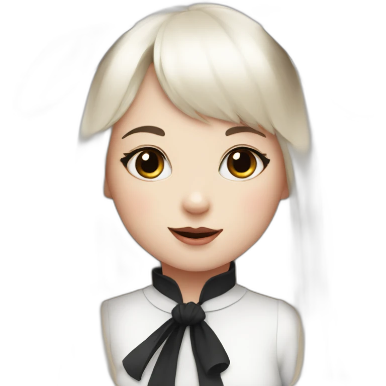 white rabbit with a little girl with black bangs emoji