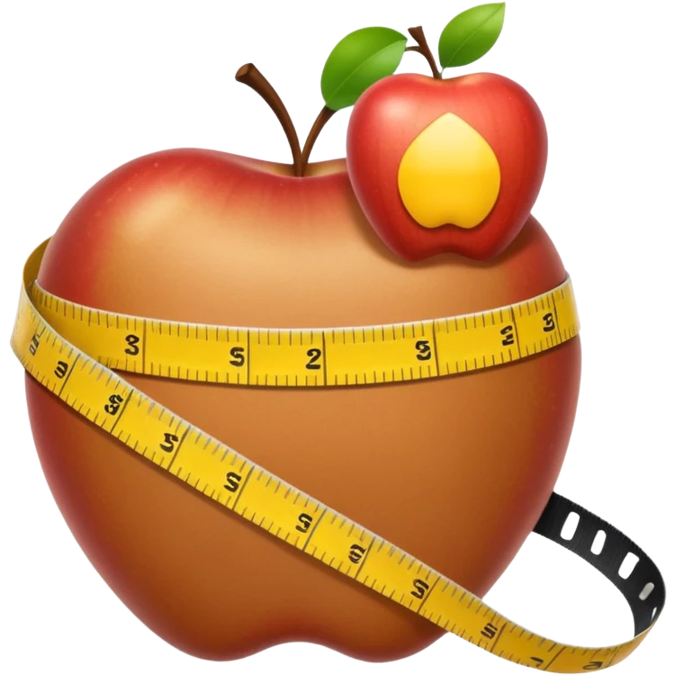 close-up of a waist with a tape measure, apple style emoji emoji