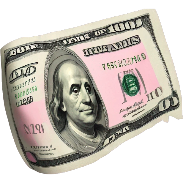 100 dollar bill but pink emoji