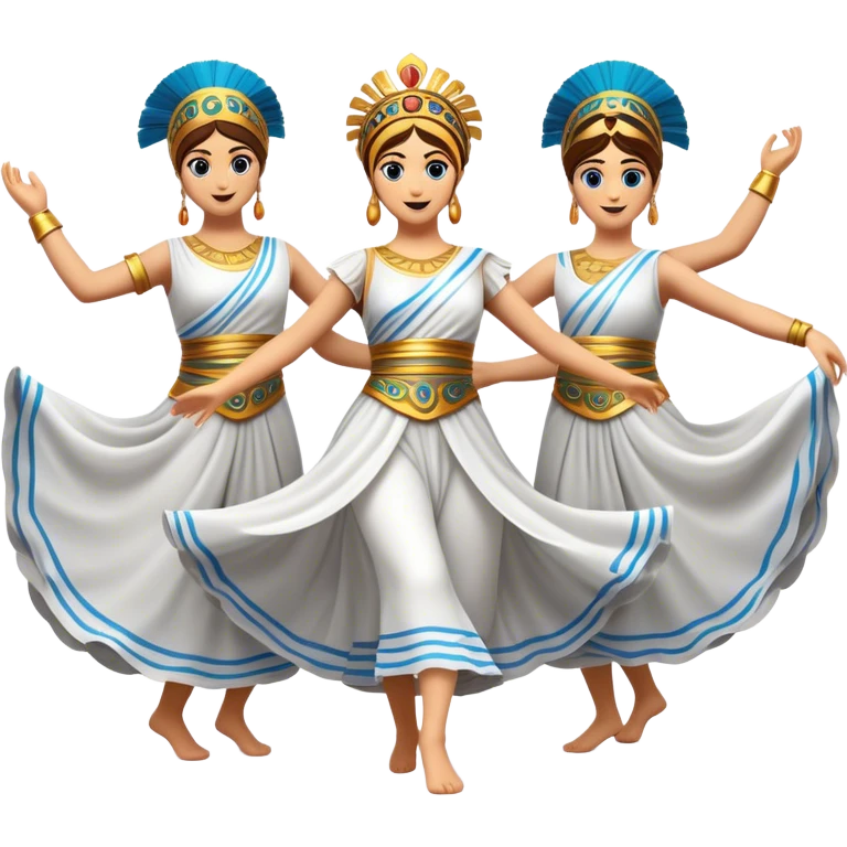 Cinematic Realistic Sirtaki Dance Emoji, depicted as a vibrant traditional Greek dance scene with flowing movements and expressive costumes, rendered with dynamic textures and warm festive lighting that captures its cultural exuberance. emoji