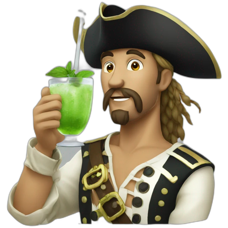 white pirate drinking mojito emoji