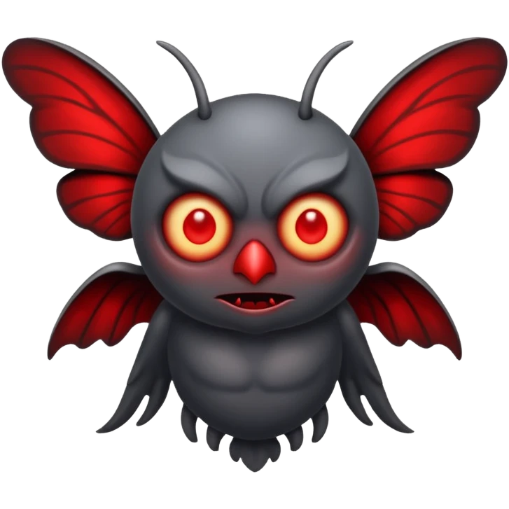 Create a scary emoji of the mothman with bright red eyes emoji