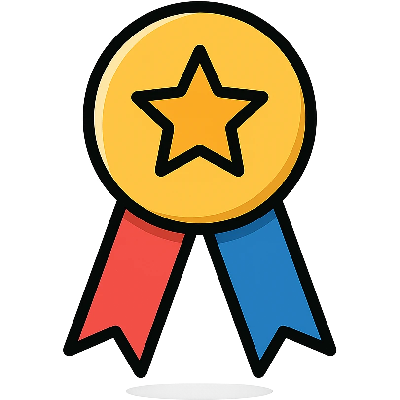 vector icon of a gold top performer badge with colorful elements, elegant and minimalist flat design, award badge style, 2D flat vector, trending icon look, soft shadows, no text, isolated on white background, perfect for commercial use emoji