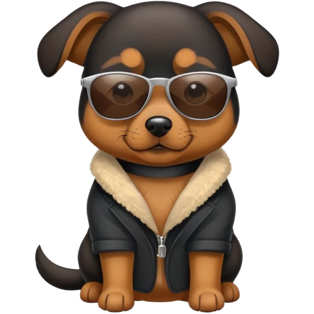 black and brown dog in sunglasses emoji