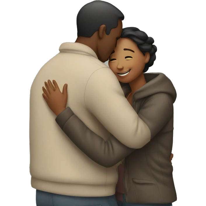Woman hugging a man emoji