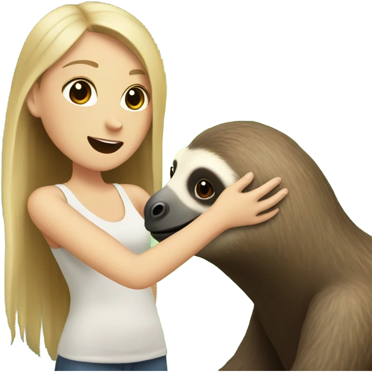 White girls interacting with sloth emoji