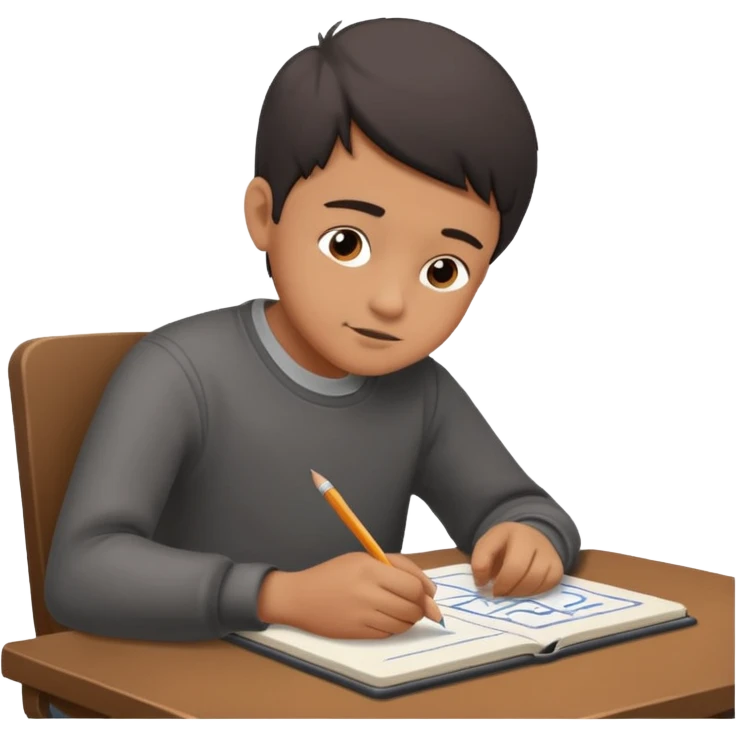 boy ,drawing pic of grandpa on the notebook, charcoal emoji