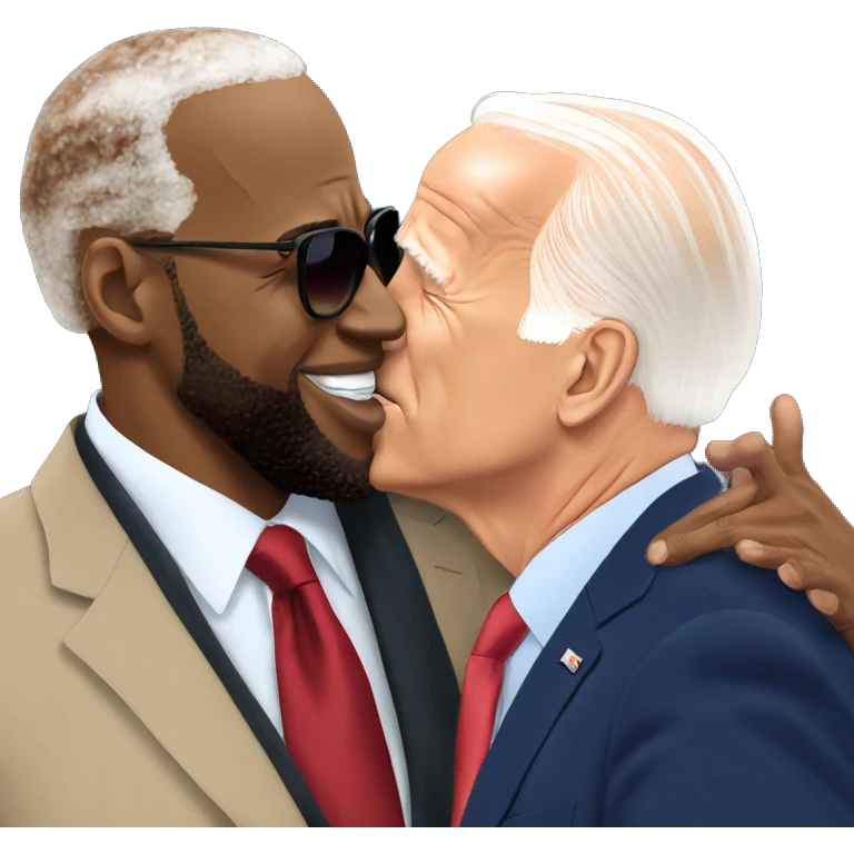 Joe Biden kissing LeBron emoji