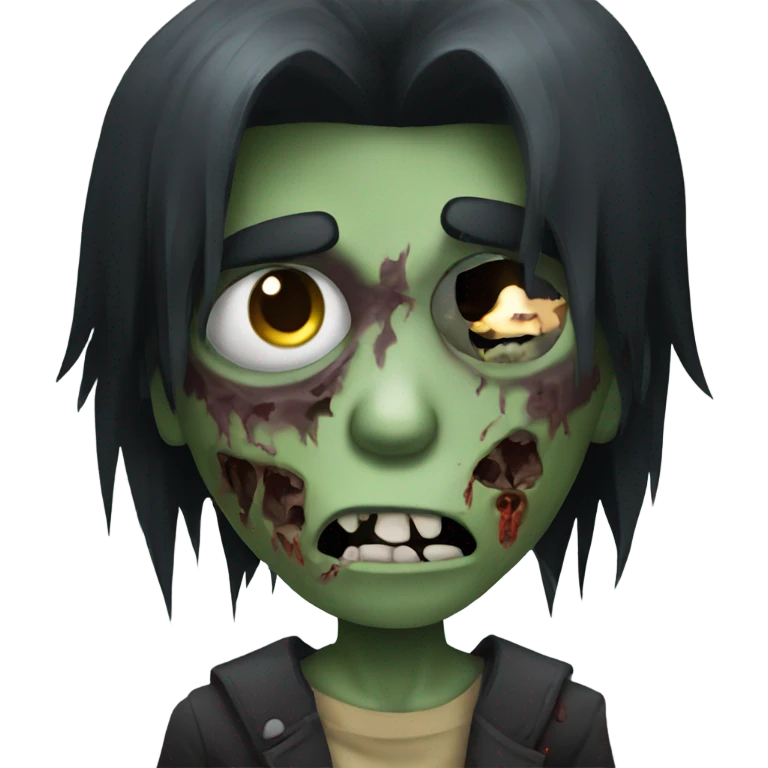 boy zombie with black long hair emoji