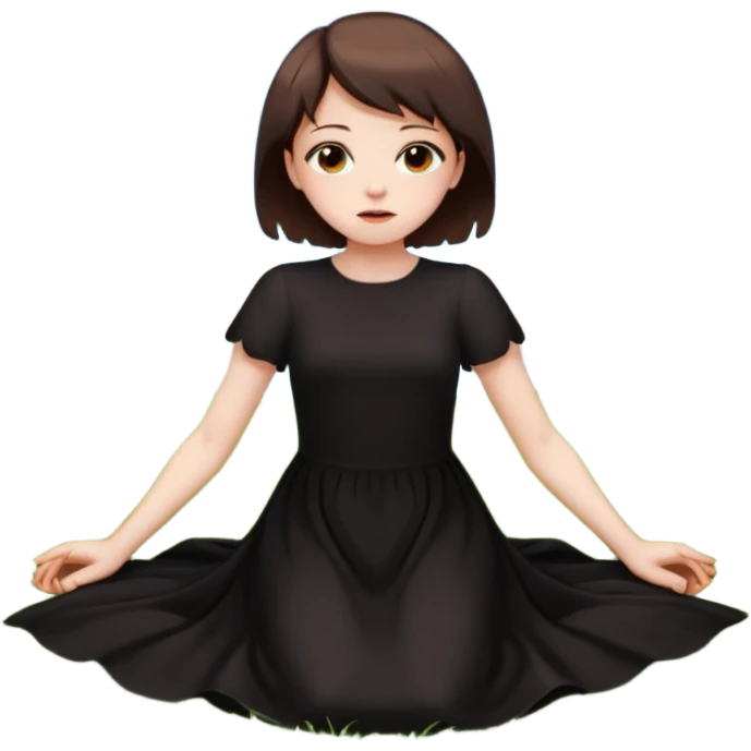 A short-haired brown demon girl lies on the grass, looking up at a flying angel in the sky."
 emoji