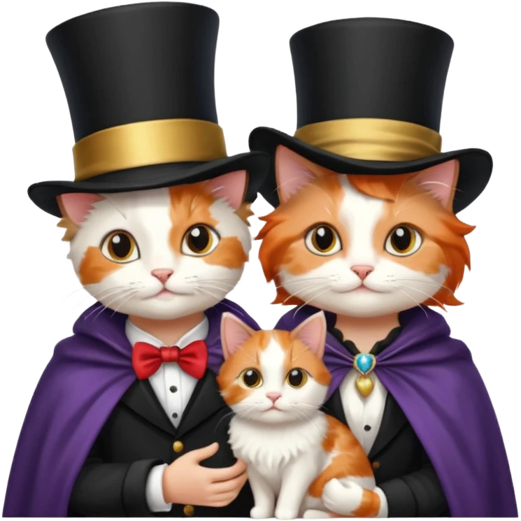 magician couple and their pet cat emoji
