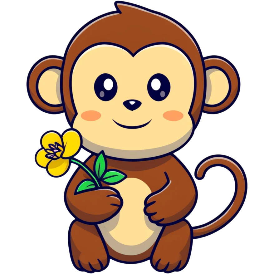 monkey holding a flower emoji