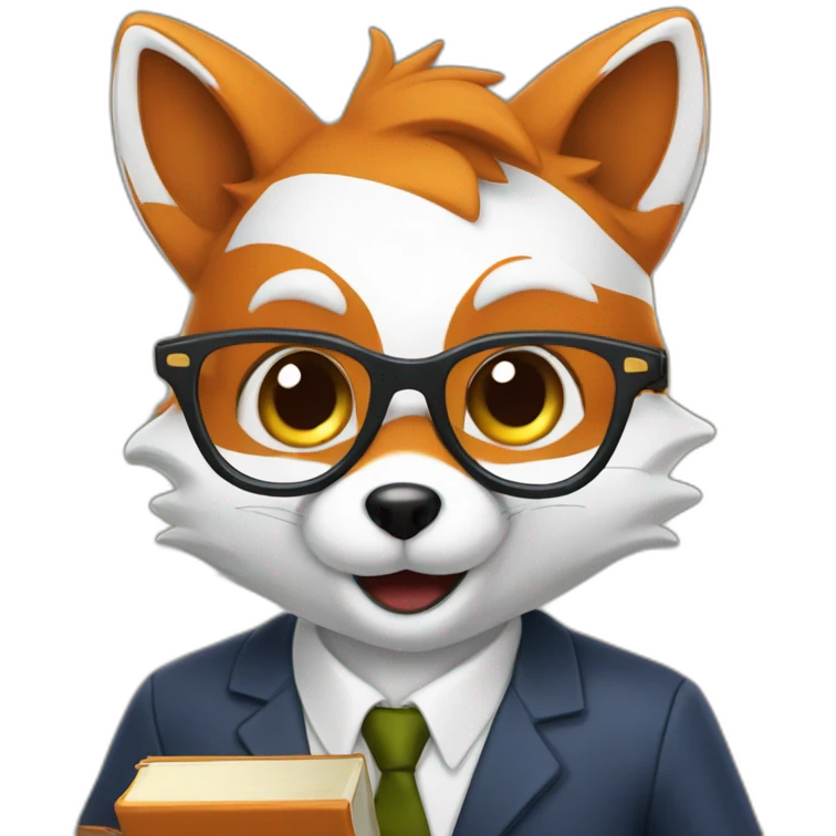 a fox teacher with glasses，holding a book emoji