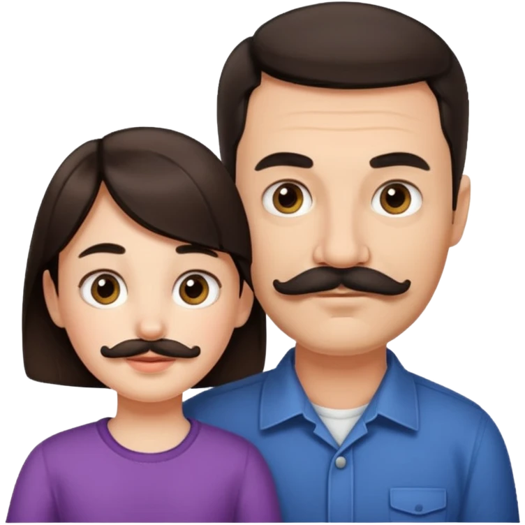 father, short hair, mustache and daughter emoji