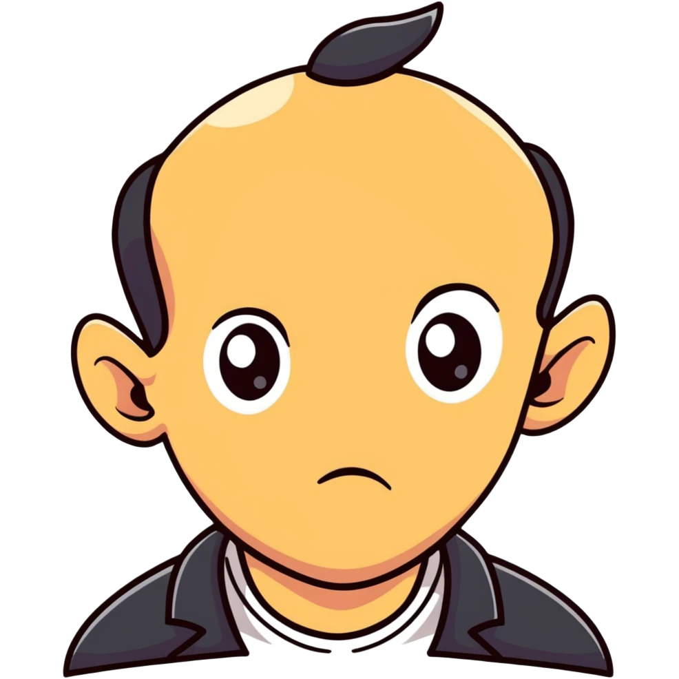 Man with an enormous forehead, comically large forehead, funny character emoji