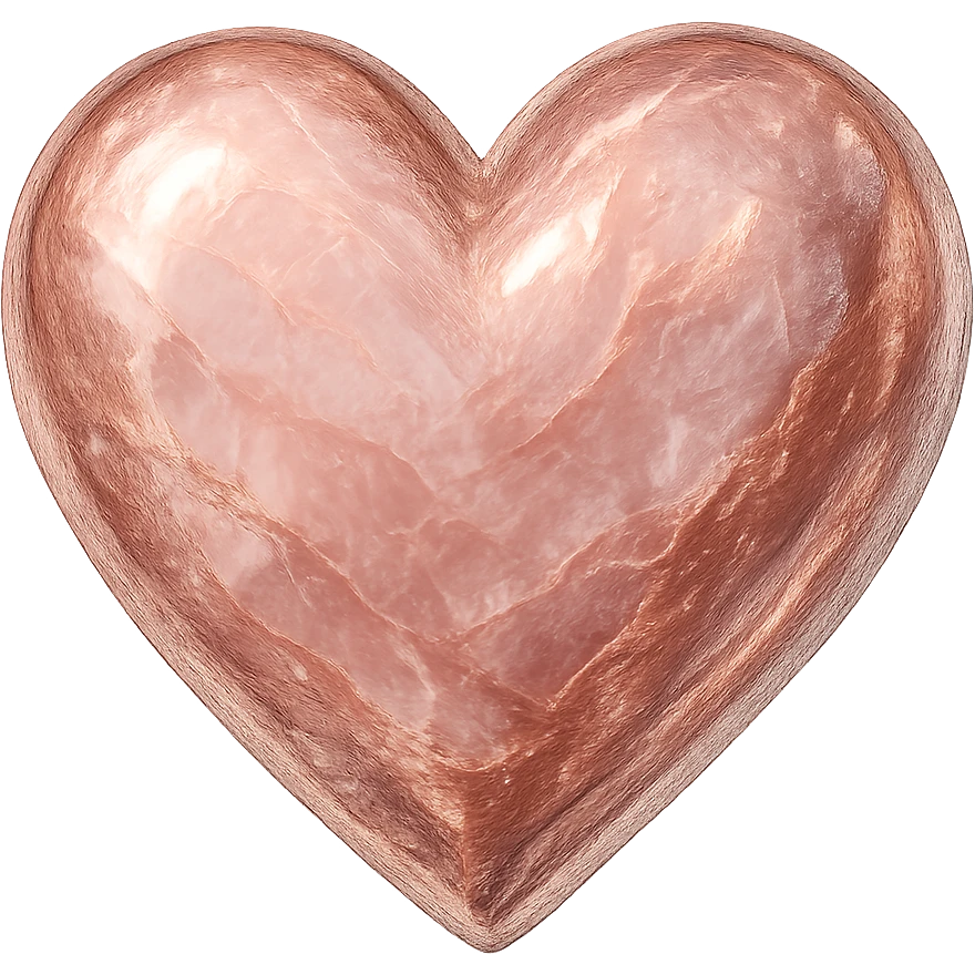 heart with a metallic rose quartz finish, digital illustration, no background emoji