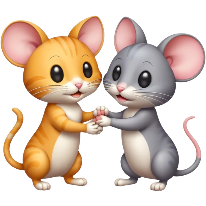 a cat and a mouse shaking hands emoji