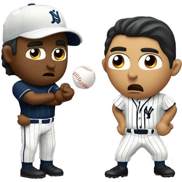 Baseball General manager angrily negotiating with a Latino player in pinstripes emoji