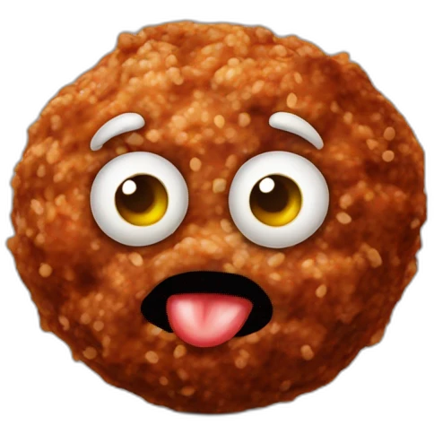 Meatball with eyes and mouth emoji