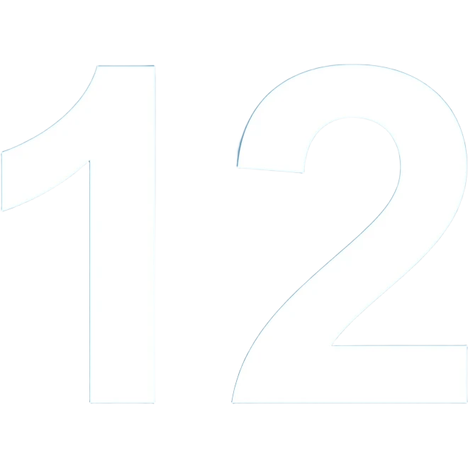 Create an emoji with number 12 in a classic way: white symbols on a blue background, just like other numbers emoji