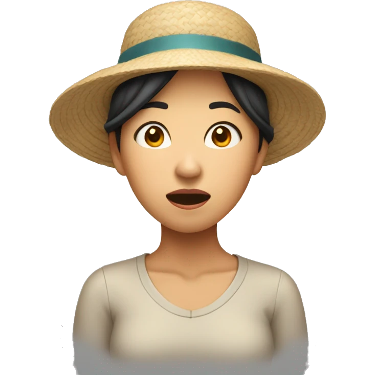 Astonished Asian woman wearing hat, one hand on her forehead emoji