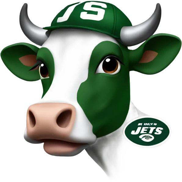 Cow wearing New York jets helmet emoji