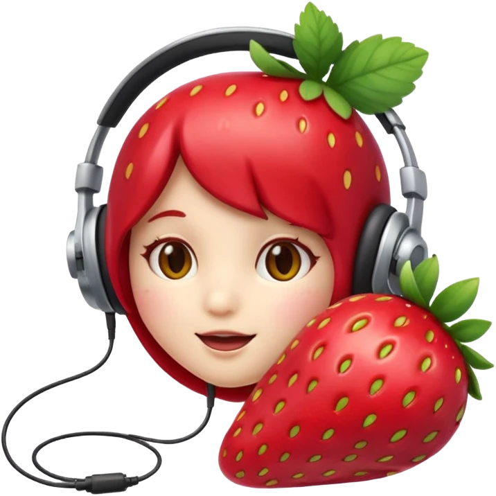 A Cute strawberry wearing headset  emoji