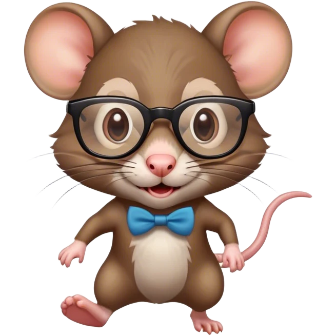 fancy rat with glasses and nerd face while running emoji