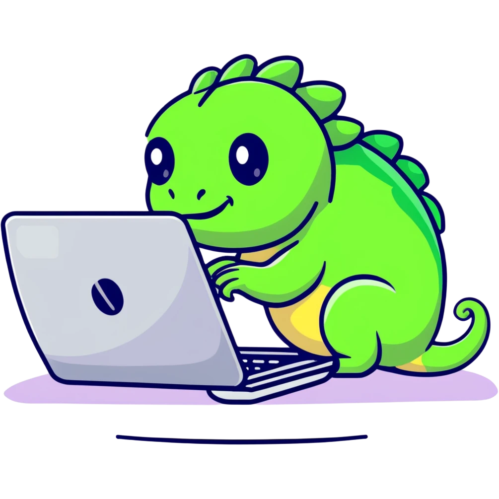 chameleon typing on laptop emoji