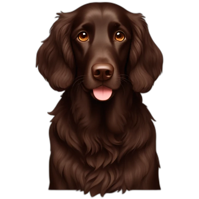 Chocolate brown flat coated retriever crossed working cocker spaniel male dog emoji