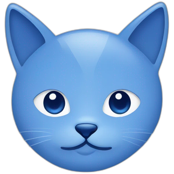 Blue simplistic sketch of a cute cat face emoji