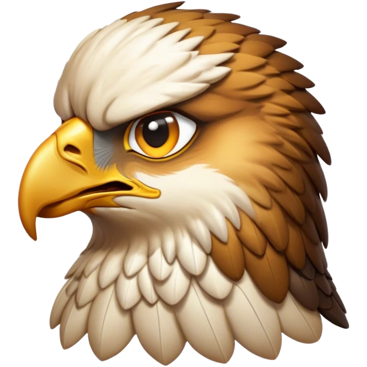 Cinematic Noble Hawk Portrait Emoji, Poised and regal, with a sturdy, agile build, a sharp, hooked beak, and intense, focused eyes that exude predatory precision, Simplified yet sharp and sophisticated features, highly detailed, glowing with a soft, golden glow, high shine, intelligent and vigilant, stylized with an air of aerial mastery, focused and determined, soft glowing outline, capturing the essence of a watchful and confident hawk that appears ready to soar out of the screen with effortless authority! emoji