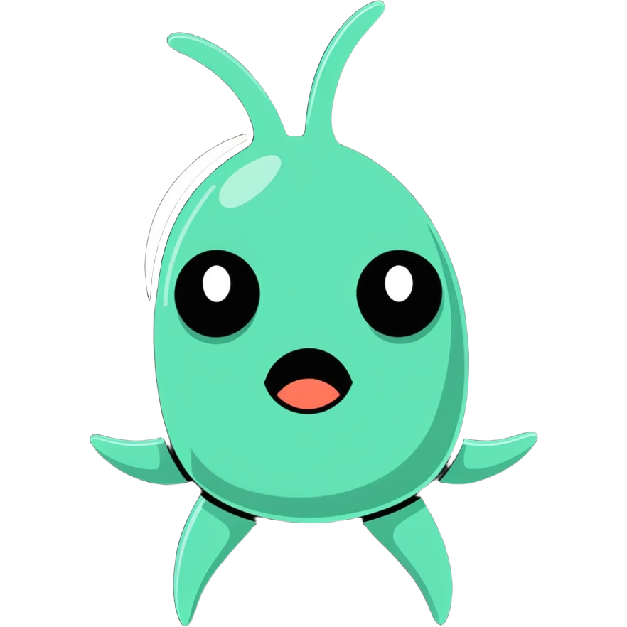 Plankton from Spongebob, mischievous expression, green, one eye, cartoon style emoji