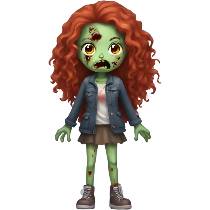 Zombie girl with hands and with long red curly hair emoji
