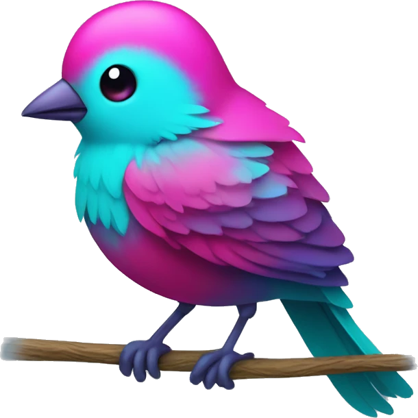 little cyan and magenta colored Cute Bird  emoji