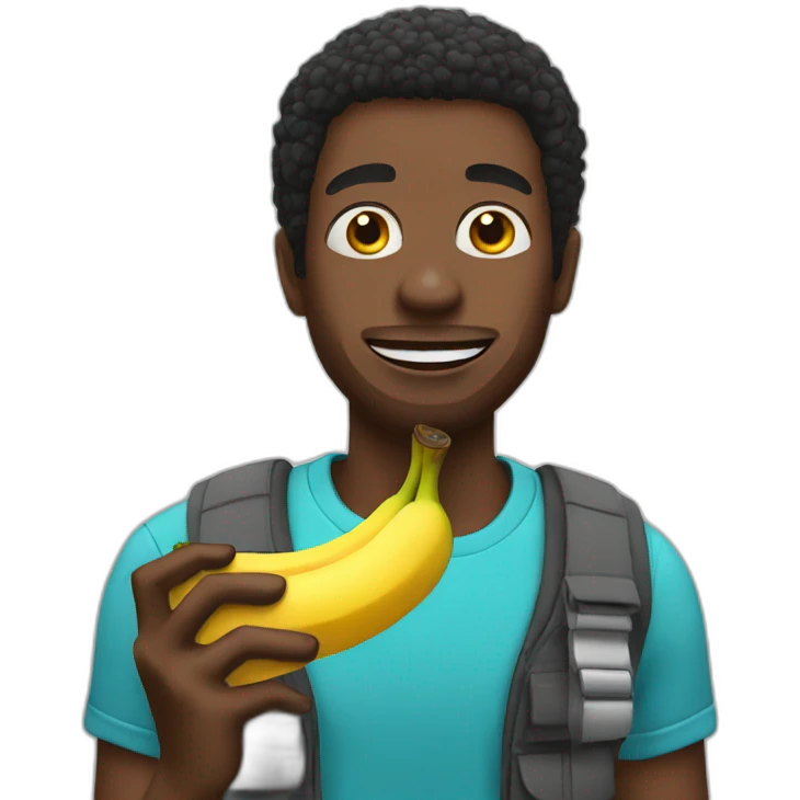 Black man eat banana like monkey emoji