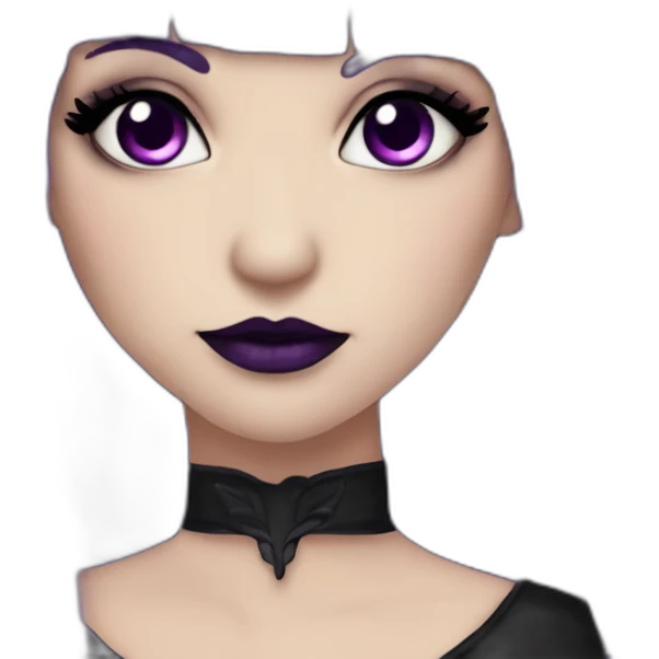 Elissabat -with bangs -long-hair-dark-plumpurple-and-black-vampire-goth-makeup-pinkeyes-romanticgothcloses- emoji