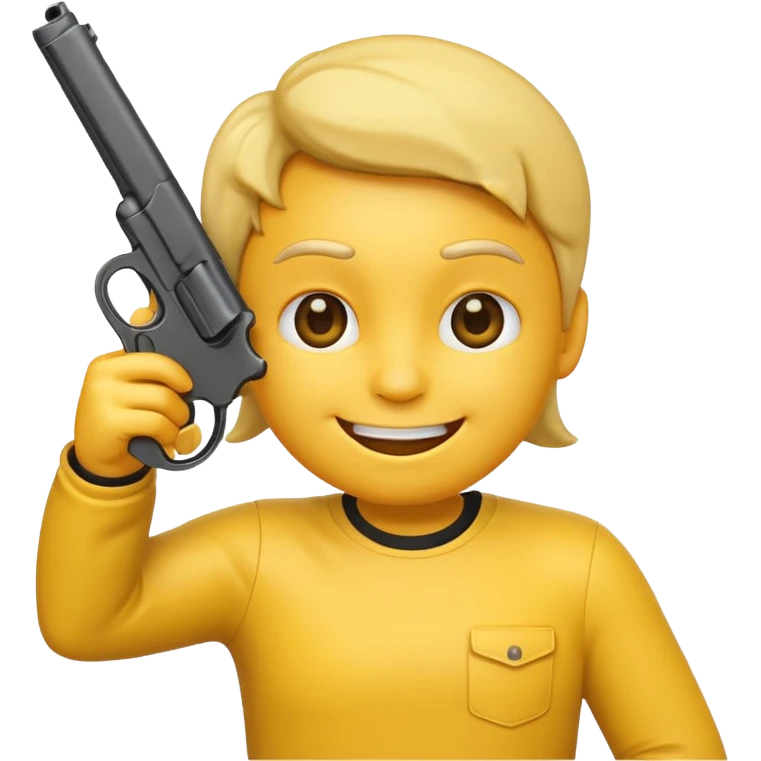 It should look like the standard smiling emoji which is ironically holding a gun pointed to his head/face emoji