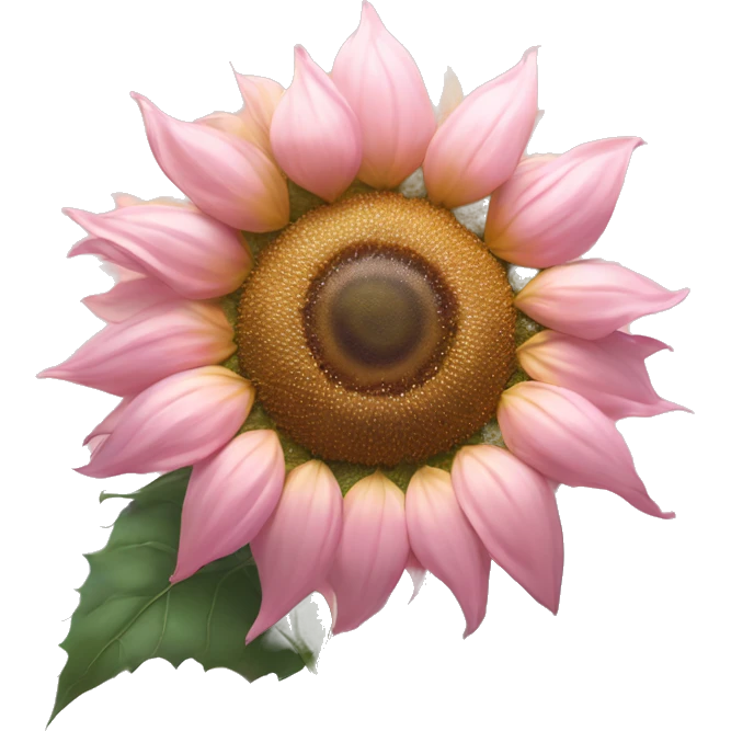 Sunflower (Pink Variation) "A surreal pastel pink sunflower with glowing petals, a shimmering golden center, and tiny stars floating around its edges." emoji